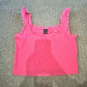 SHEIN Hot Pink Lace Trim Camisole